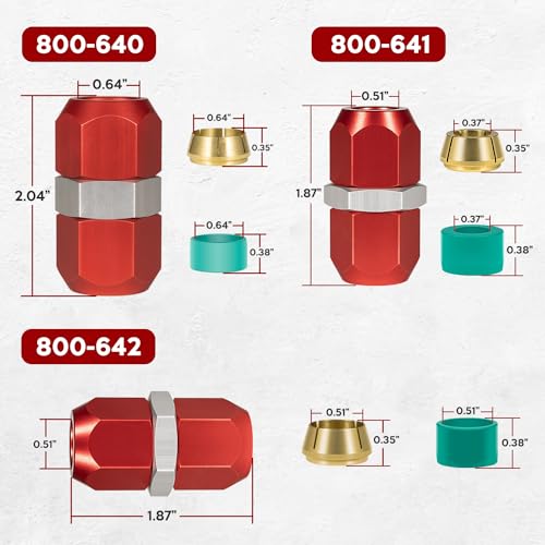 Replace for 800-640, 800-641, 800-642, Air Conditioning Repair Splice Connector Kit fits for 5/8 in. 3/8 in. 1/2 in. Aluminum Lines, Universal Fit for Line to Line Repair - size: 800-640 800-641 800-642