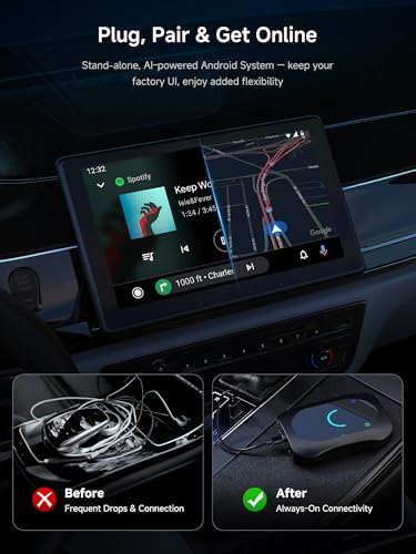 Magic CarPlay Box, Wireless CarPlay Adapter Supports for Netflix/YouTube/TF Card, AI Box Carplay, Plug & Play, Drivechat with AI Skills, Dual WiFi, Bluetooth, Fits for OEM Wired CarPlay Cars - color: Matte Gray