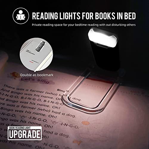 EGWASER Portable USB Rechargeable LED Clip-on Book Light for Eye-Protection, 3 Brightness Adjustable Dimmable Bookmark Light for Reading in Bed (Black) - color: 1-Pack Black