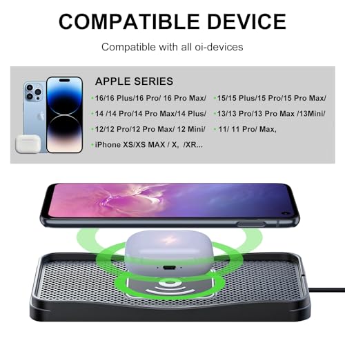 15W Fast Non-Slip Wireless Car Charger Pad with Adapter Type C - size: 7"L x 3.7"W - 39.4" Type C