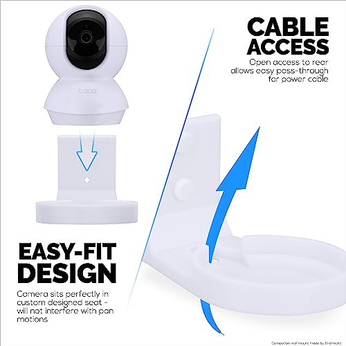 Wall Mount Holder for Tapo Pan/Tilt (C200 & C210) Smart Security Camera, Custom Designed Bracket, Reduce Blind Spots & Clutter, Easy to Install, Adhesive & Screw in (White) - color: White
