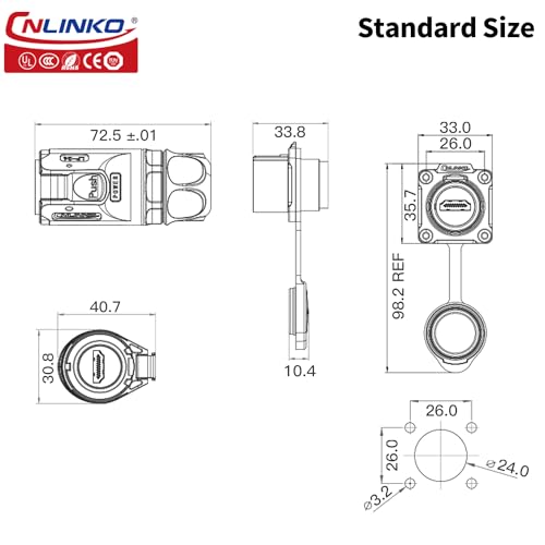 CNLINKO LP-24 Signal Connector Socket, Panel Mount Receptacles Socket - size: Socket, style: M24 Signal Connectors