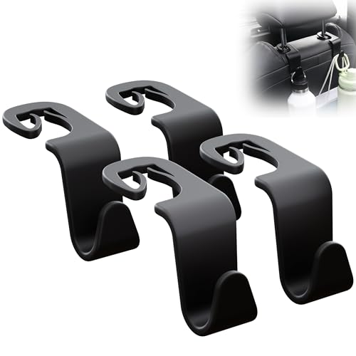 SodaRide Car Seat Headrest Hook 4 Pack,Purse Holder Hook for Car Organizers and Storage,Car Organization Accessories for Women Road Trip Essentials,Long