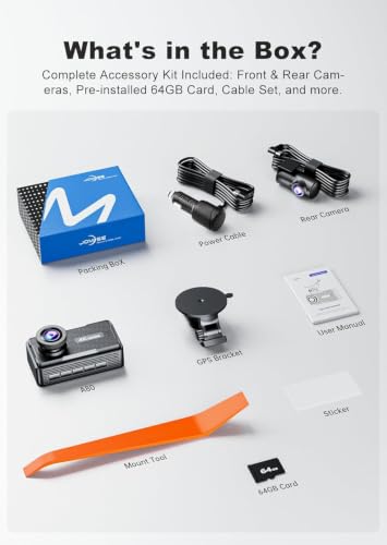 JOMISE 4K Dash Cam Front and Rear, 360° Interior Rear Camera for Cabin, Side & Rear - Dash Camera for Cars with 64GB Card, Low-Light Sensor, Wi-Fi 6 GPS, Touch Screen, HDR WDR, Support 1TB, A80T
