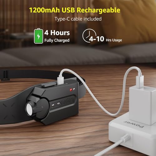 Lepro LED Rechargeable Headlamp Motion Sensor 230°Wide Beam Waterproof