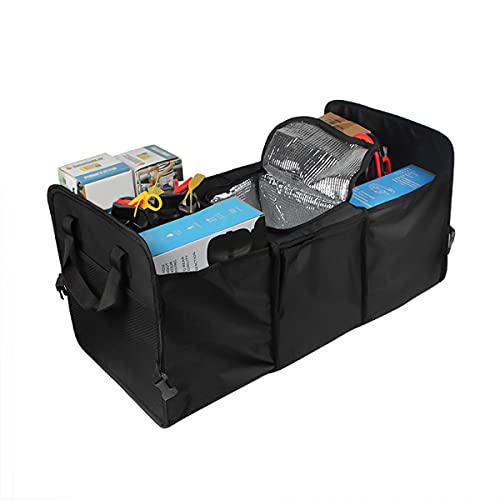 8sanlione Car Trunk Organizer, 3 Compartments, Insulated Section, Black - color: Black3
