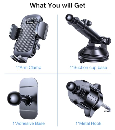 Romuto Phone Holders for Your Car Phone Holder Mountใ90+LBS Suction Cupใ - color: Diamond Black