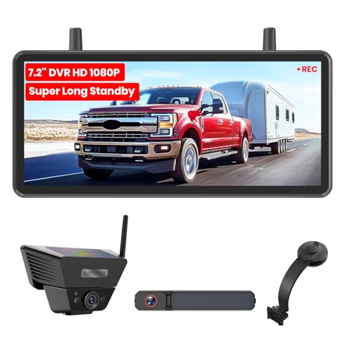 AUTO-VOX Wireless Backup Camera Kit: 7.2" Monitor, Solar 5 Cam, Suction Mount and Solar 3A Plus Cam– Flexible Placement for Horse Trailer, Boat Trailer, Cargo Monitoring, Tight Spot Parking