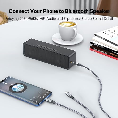 Aux Audio Cable for iPhone, 2 in 1 USB C to 3.5mm Aux Audio Lightning to 3.5mm Audio Cable Fit with iPhone 17 16 15 Plus/14/13/12/11/XR, Galaxy S24/S23/S22, Pixel 8/7/6, iPad to Car Stereo Speaker 4FT - color: Grey