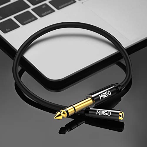 MillSO 1/4 to 3.5mm Headphone Adapter TRS 6.35mm 1/4 Male to 3.5mm 1/8 Jack - color: Piano Black, size: 1 FT