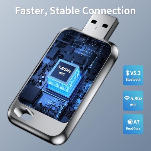 Wireless Carplay Adapter for Apple iPhone (2025 Upgraded), Convert Wired to Wireless Car Play Dongle, Mini USB Design with Extension Cable, Plug & Play Stable Connection for iOS 10+ for Car from 2016