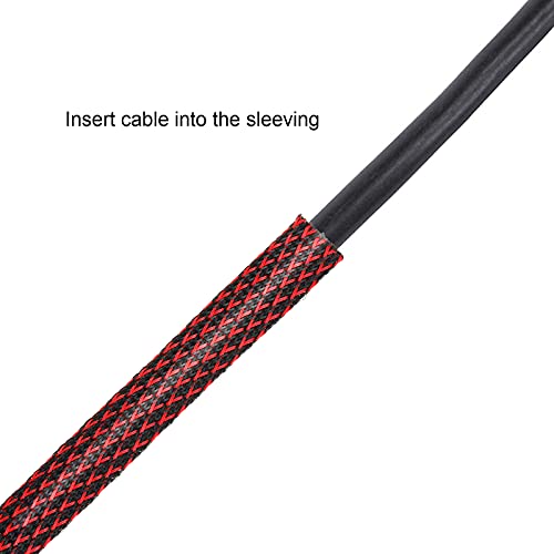 Boao 50ft PET Expandable Braided Cable Sleeve, Wire Loom Braid Sleeving with 127 Pieces Shrink Tube for Audio Video and Other Home Device Cable Automotive Wire(1 Inch, 1/4 Inch, 3/4 Inch,Red) - color: Red, size: 1 Inch, 1/4 Inch, 3/4 Inch