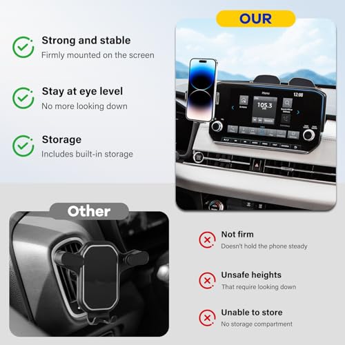 Car Phone Holder Compatible with Mitsubishi Outlander 2022-2024 & 2023-2025 Outlander PHEV 9 inch Cell Phone Mount with Hands-Free & 360°Rotation (NOT Fit 8″Screen) - size: 2022-2024 Outlander & 2023-2025 Outlander PHEV