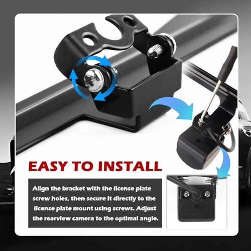 Backup Camera License Plate Mount No-Drill,Back up Camera License Plate Mount Kit Includes Screws,Screwdriver,Spacers,US Standard Licenses Plates Cameras Mounts Car Accessories