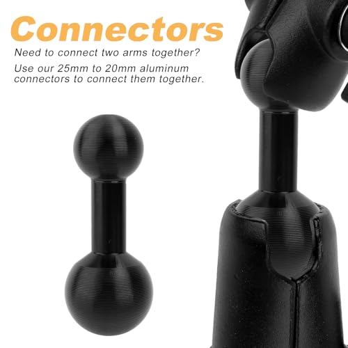 25mm to 20mm Ball Adapter, Aluminum Alloy Ball Mount Extension Connector for Motorcycle Phone Mount ATV Boat Dash Cam Holder