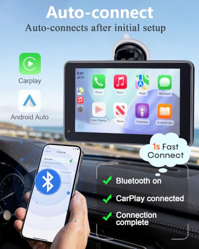 Portable Carplay Screen with Backup Camera - Bluetooth Fast Connects in 1s - size: 7.1'' Carplay Screen w/Backup Camera