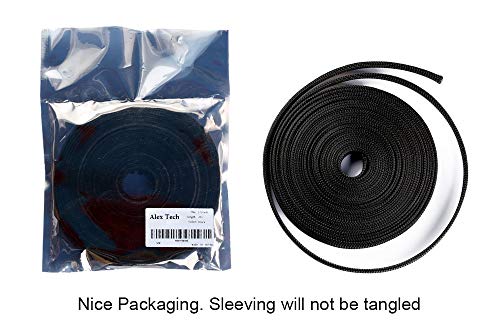 25ft - 1 inch PET Expandable Braided Sleeving – Black – Alex Tech Braided Cable Sleeve - color: Black, size: 1"-25ft