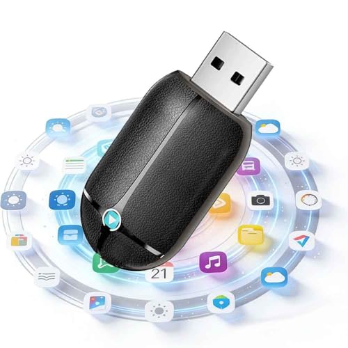 1-Pack Wireless CarPlay Adapter, 2-in-1 Android Auto Dongle, Leather Mini