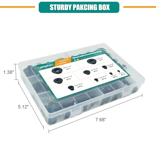 130PCS Silicone Rubber Grommets for Wiring, Black Top Hat Rubber Grommet - color: Black-130pcs