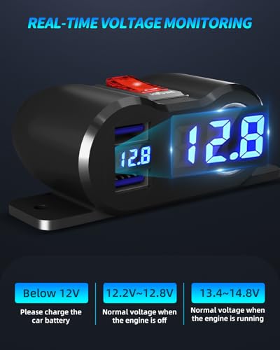 120W 2*QC3.0 Outlet Cigarette Lighter Socket Splitter LED Voltmeter - color: Black Blue, size: 1P