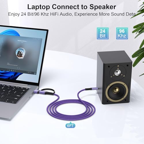 USB to 3.5mm Audio Aux Cable for Headphones Speaker PC PS5 Laptop Desktops - color: Purple