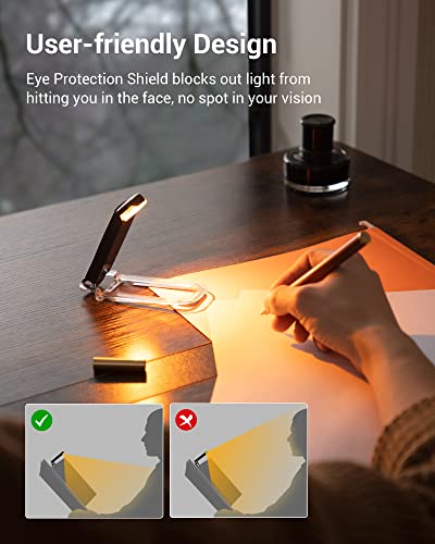 DEWENWILS Book Light, Amber Warm Clip On LED with 3 Adjustable Brightness for Eye Protection, Rechargeable USB Long Lasting Reading Light, Gifts for Bookworms, Kids (Black) - color: Black