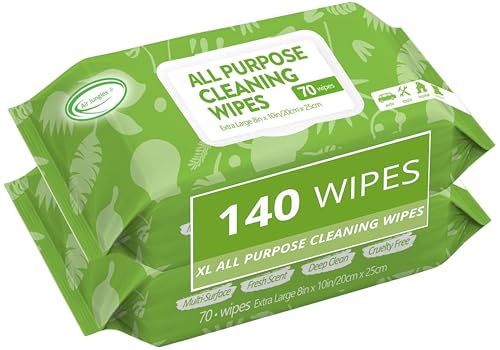 Air Jungles All Purpose Cleaning Wipes 140 Count, XL 8x10 Inch - size: 70 Count (Pack of 2)
