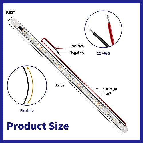 RVZONE Marine LED Boat Strip Lights, White 4‑Pack IP67 Interior Lighting - color: White/11.8 inch/4 Pcs