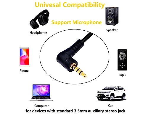 3.5mm Audio 4Pole Male Cable Dual 90Degree Stereo Headphone3.28ft