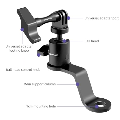 PULUZ Motorcycle Camera Mount, Mirror Action Cam Holder for POV Vlog - size: Rearview Mirror Mount