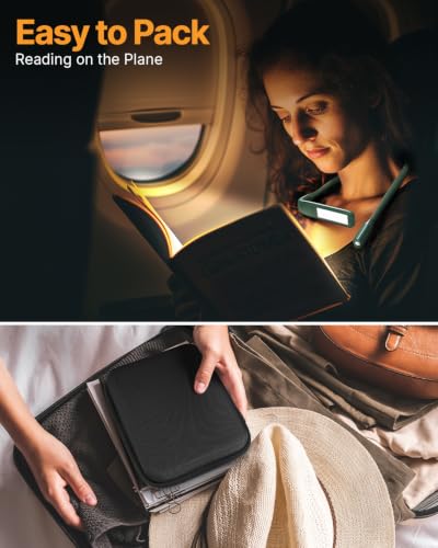 Bendable Neck Light with Storage Case, Dimmable Reading Light - color: Green Light with Storage Case