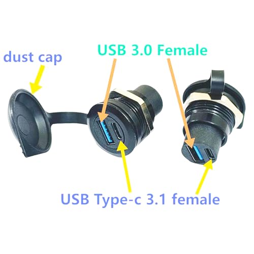 USB3.0Type-C3.1Threaded Fixed Recessed Panel Mount Female Adapter