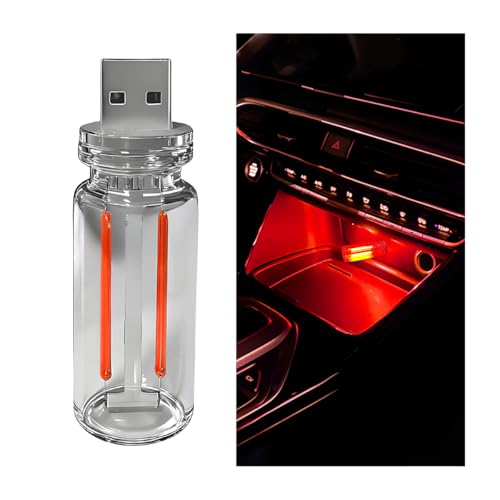 Car Retro Atmosphere Light, Mini Plug-in Touch Control USB Vehicle Glass Bottle LED Night Light, Portable Automotive Interior Ambient Lamp, Universal for Truck SUV Sedan (Red) - color: Red
