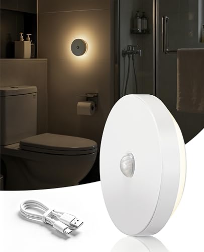 Rechargeable Motion Sensor Night Light, Magnetic Stick-On for Bathroom - size: 1 Pack