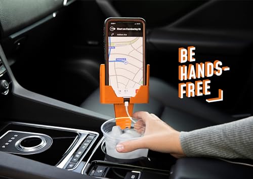 CELL PHONE SEAT - Cup Holder Phone Holder Mount for Car - Universal Adjustable Expander Cradle Hands-Free Driving - Compatible with All Smartphones iPhone Samsung Google Android Orange - color: Orange