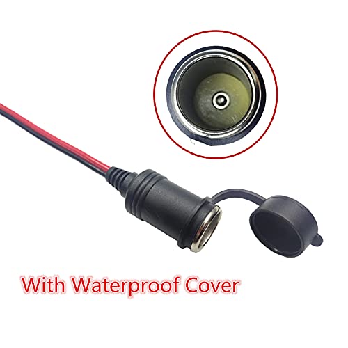 Cigarette Lighter Socket to Ring Terminal Cable - 4FT Car Female Cigarette Lighter Plug to Ring Terminal Harness 2 Pin Quick Connect Disconnect 12v 24v Ring Eyelet Terminals Assembly 15A Fuse - size: 4FT-2Pack