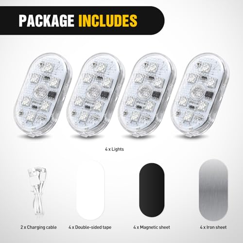 Nilight 4 PCS 7 Colors Wireless Magnetic RGB LED Interior Lights - color: 7 colors wireless-4 PCS
