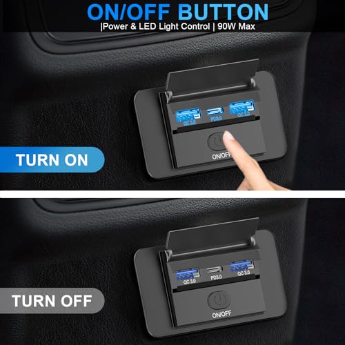 4PCS 3 Ports 12V RV USB Outlet 72W Panel Wall Mount Surface ON/Off - color: Blue, size: 4PCS