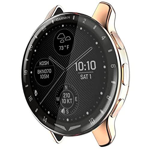 Lamshaw Compatible for Garmin D2 Air Case, All-Around Protective TPU Bumper Cover Screen Protector Case Cover Compatible for Garmin D2 Air X10 - color: Plating case-Black+Rose Gold