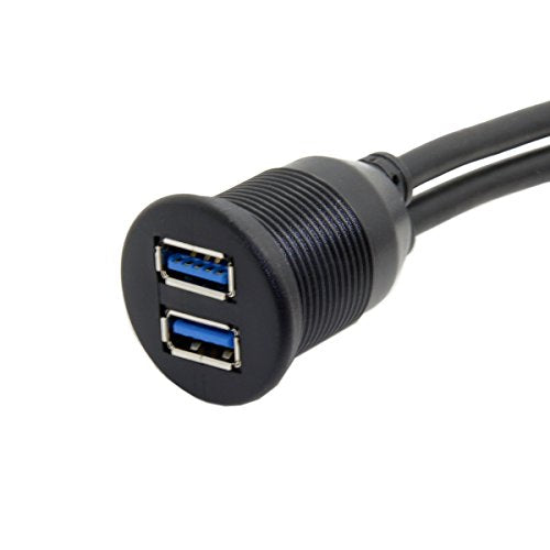 chenyang USB 3.0 Dual Port Flush Mount 2 Male to 2 Female Extension Cable for Car Dashboard Panel Mount - color: Dual Port Male to Female with Waterproof