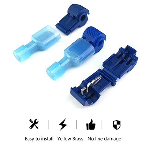 Quick Splice T Tap Wire Connectors for Wiring Self Stripping Disconnect Electrical Connect Assortment Kit 22 20 18 16 14 Gauge Car Speaker Taps Insulated Terminal (120Pcs) lkelyonewy