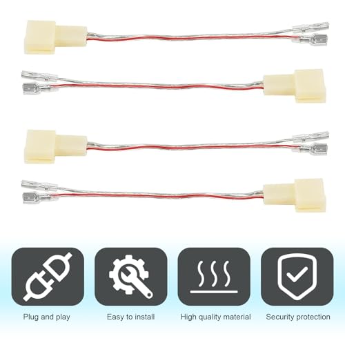 MLY 4 PCS Car Door Speaker Wiring Harness Adapter, Plug and Play with 2-Pin Copper Terminals, Compatible with Mitsubishi Subaru Aftermarket Door Speakers & Radios (White