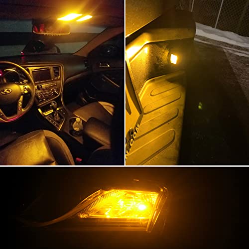 PHINLION T10 194 LED Bulb Amber Yellow, 12V-24V Non-Polarity, 2 Pack - color: Amber Yellow
