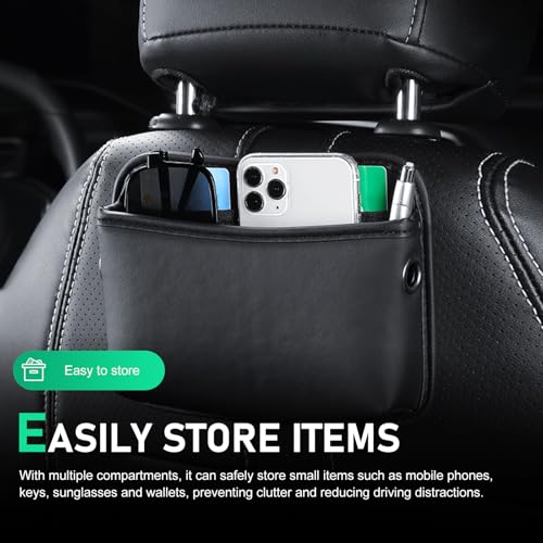 2 PCS Car Seat Side Storage Pockets, Multifunctional Console Side Organizer Bags, PU Leather Car Seat Side Pocket Pouchs, Universal for Most Cars