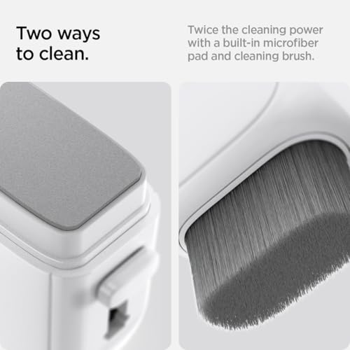 Spigen EZ Slide & Brush Screen Cleaner for Car (White) with 2 Pack Magnetic Vegan Leather Sunglass Holder for Car Sun Visor (Gray)