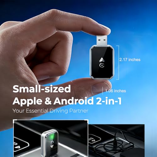 Wireless CarPlay Adapter for iPhone & Android, Plug & Play Bluetooth Dongle