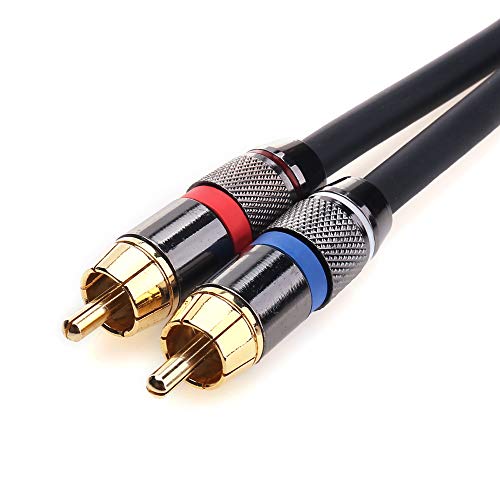 Tisino 2 RCA to 1/4" TRS Stereo Audio Y Splitter Insert Cable, 6.6 FT/2m - size: 6.6 feet