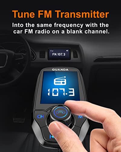 Bluetooth FM Transmitter for Car, 1.8" Display, AUX in/Out, 18W Fast Charge - color: 18W/5V-Black