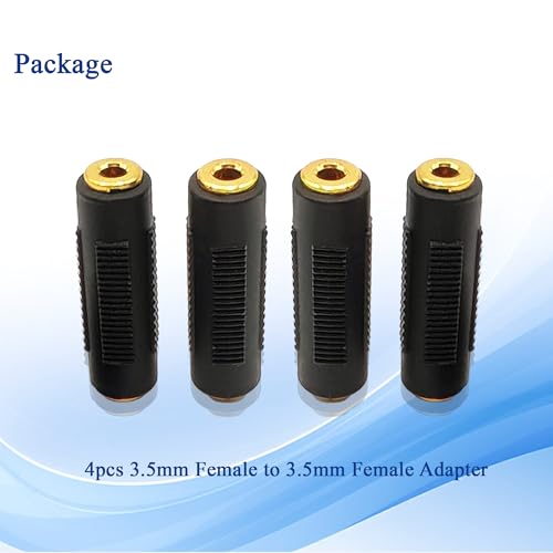 1/8 inch Audio Adapter 3.5MM Female to Female Coupler Stereo Connector for Headphones 4pcs