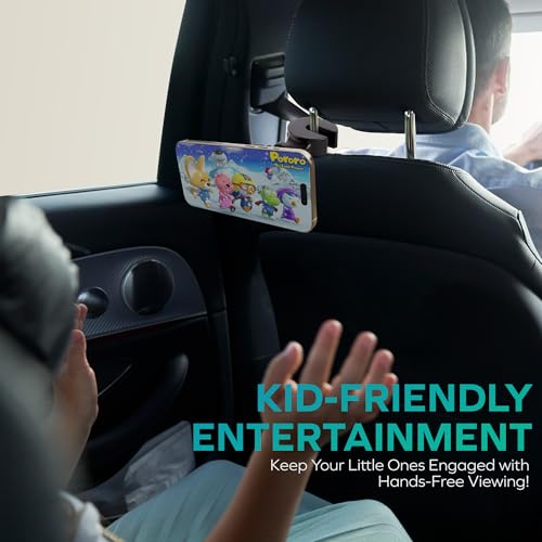 Magnetic Car Phone Mount, Back-Seat Headrest Holder, iPhone/Android, 360°
